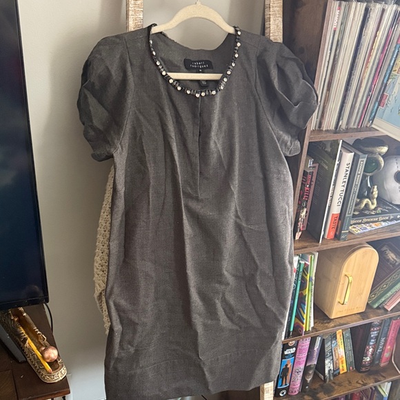 Robert Rodriguez Charcoal Beaded Dress with Pockets - Picture 1 of 5
